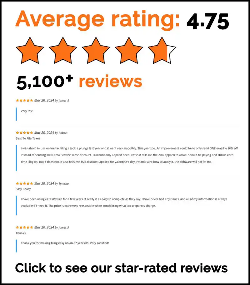 ezTaxReturn 2024 Customer Reviews